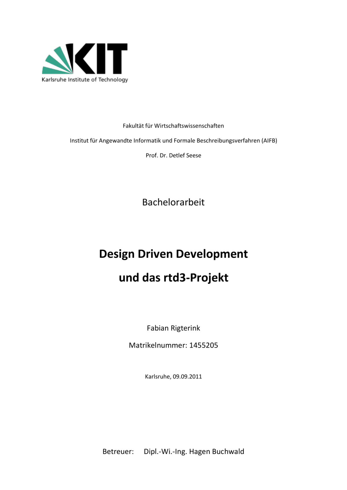Bachelor's thesis, Karlsruhe Institute of Technology, Germany